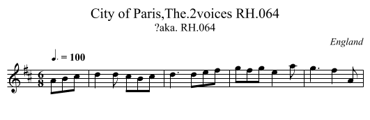 City of Paris,The.2voices RH.064 - staff notation
