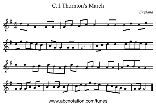 C..l Thornton's March - staff notation