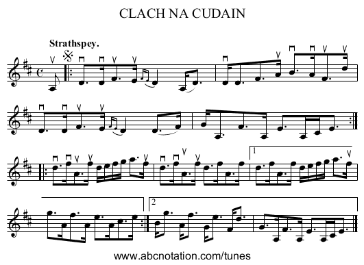 CLACH NA CUDAIN - staff notation