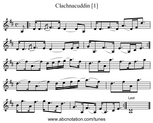 Clachnacuddin [1] - staff notation