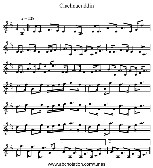 Clachnacuddin - staff notation