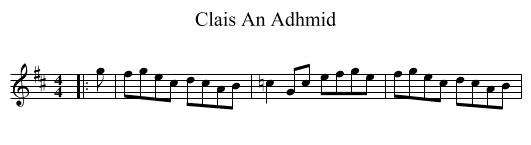 Clais An Adhmid - staff notation
