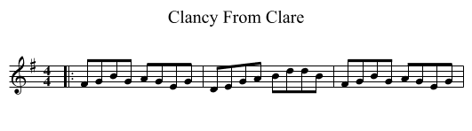Clancy From Clare - staff notation