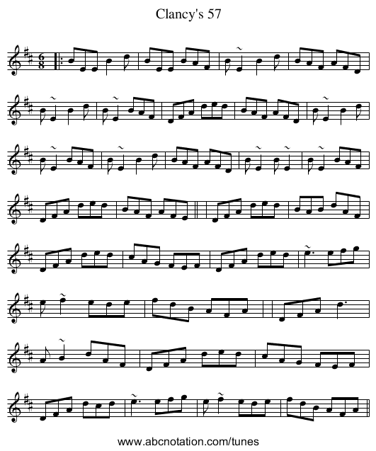 Clancy's 57 - staff notation