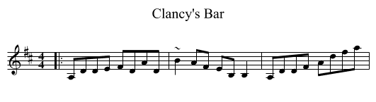 Clancy's Bar - staff notation