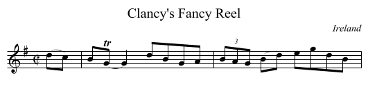 Clancy's Fancy Reel - staff notation