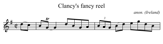 Clancy's fancy reel - staff notation
