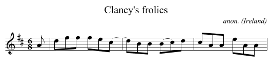 Clancy's frolics - staff notation