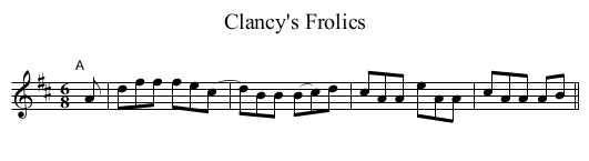 Clancy's Frolics - staff notation