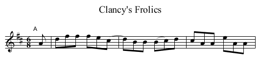 Clancy's Frolics - staff notation