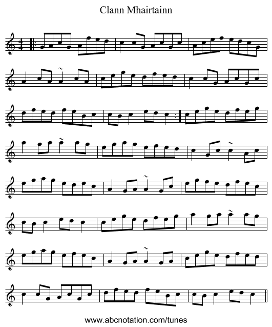 Clann Mhairtainn - staff notation