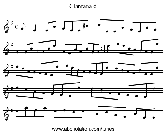 Clanranald - staff notation