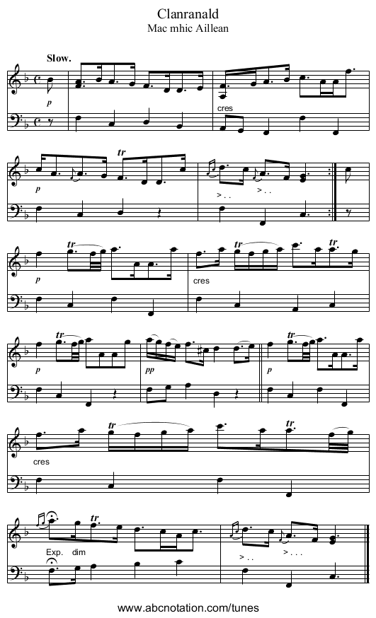 Clanranald - staff notation