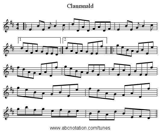 Clanranald - staff notation