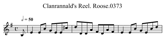 Clanrannald's Reel. Roose.0373 - staff notation