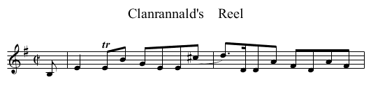 Clanrannald's    Reel - staff notation
