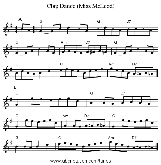 Clap Dance (Miss McLeod) - staff notation