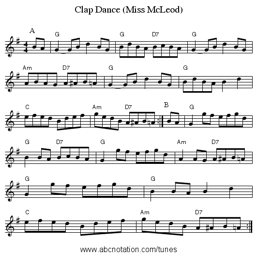 Clap Dance (Miss McLeod) - staff notation