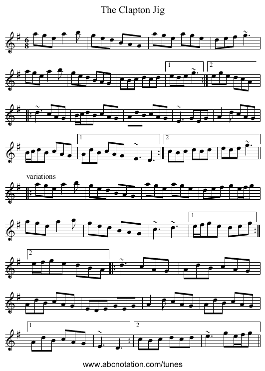 Clapton Jig, The - staff notation