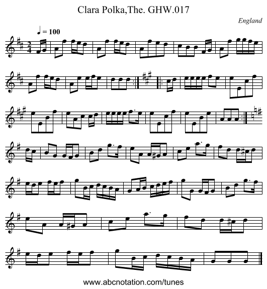 Clara Polka,The. GHW.017 - staff notation