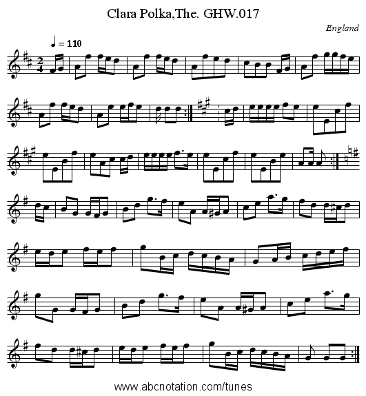 Clara Polka,The. GHW.017 - staff notation