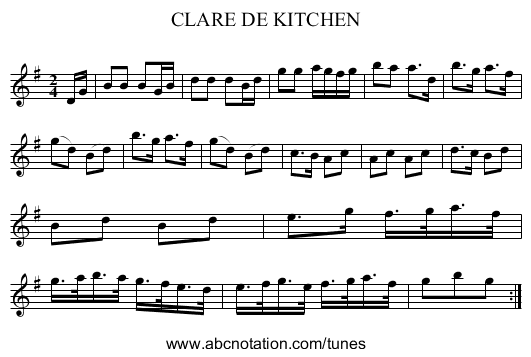 CLARE DE KITCHEN - staff notation