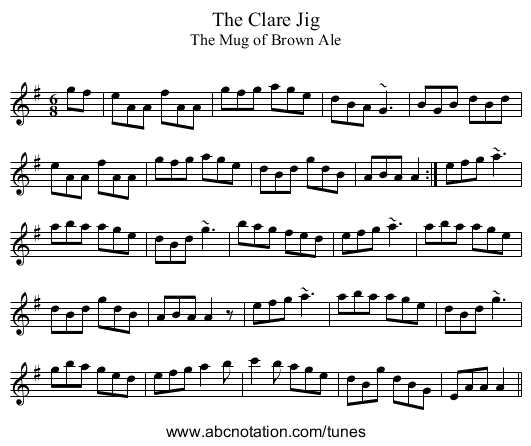 Clare Jig, The - staff notation
