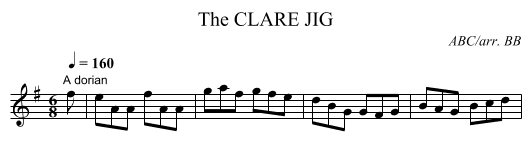 CLARE JIG, The - staff notation