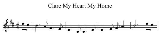 Clare My Heart My Home - staff notation