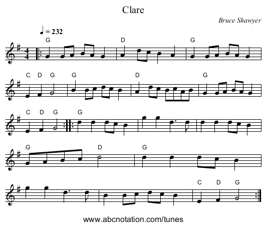 Clare - staff notation