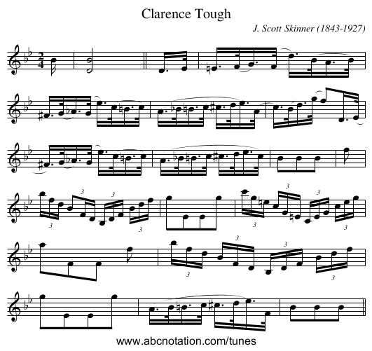 Clarence Tough - staff notation