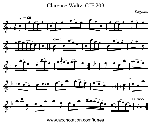 Clarence Waltz. CJF.209 - staff notation
