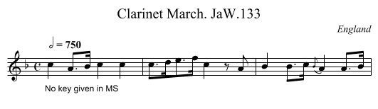 Clarinet March. JaW.133 - staff notation