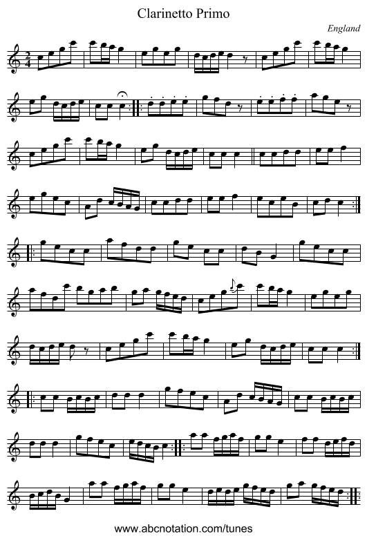 Clarinetto Primo - staff notation