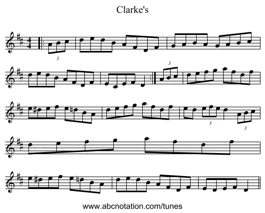 Clarke's - staff notation