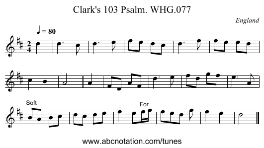 Clark's 103 Psalm. WHG.077 - staff notation