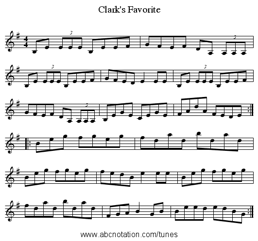 Clark's Favorite - staff notation