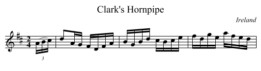 Clark's Hornpipe - staff notation