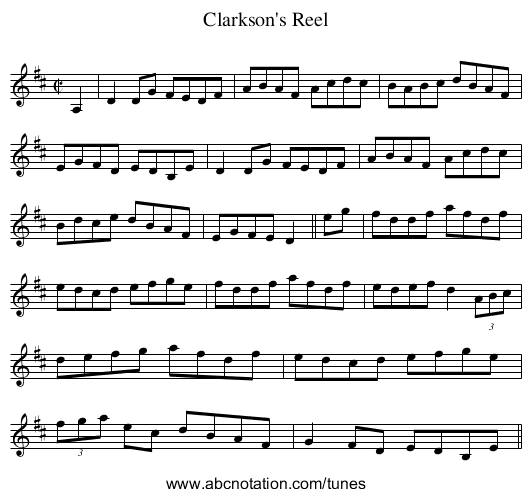 Clarkson's Reel - staff notation