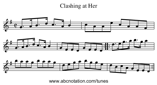 Clashing at Her - staff notation