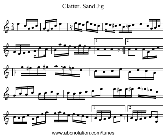 Clatter. Sand Jig - staff notation