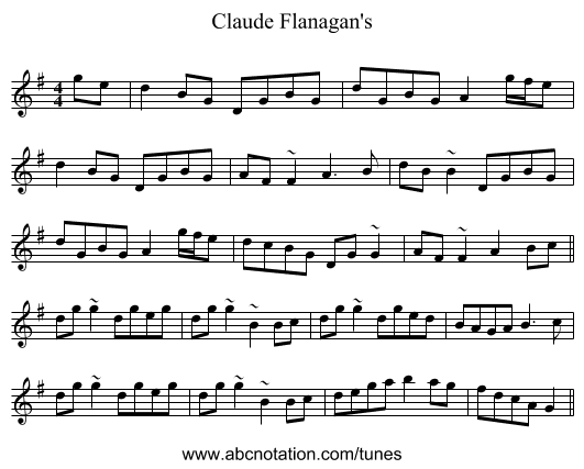 Claude Flanagan's - staff notation