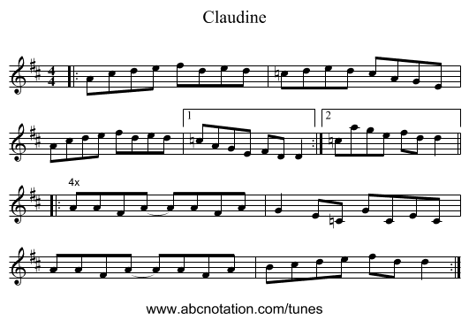 Claudine - staff notation