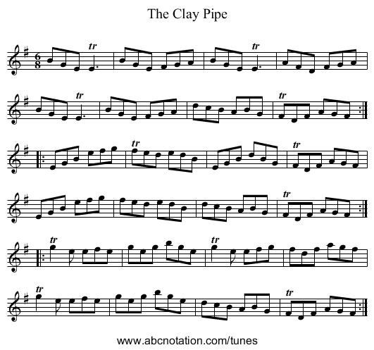 Clay Pipe, The - staff notation