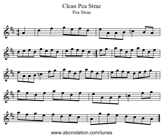 Clean Pea Strae - staff notation