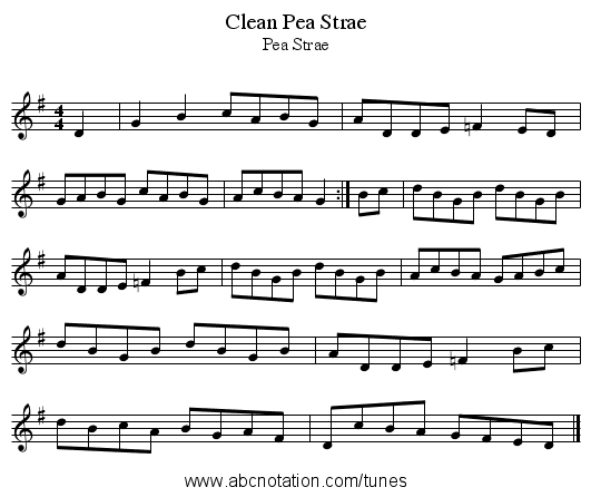 Clean Pea Strae - staff notation