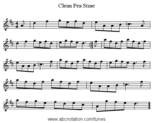 Clean Pea Strae - staff notation