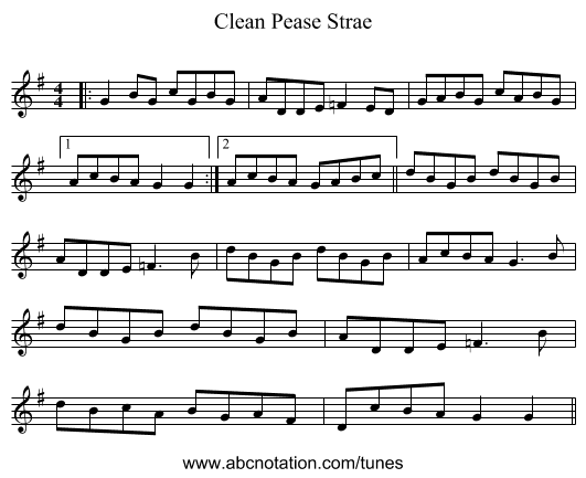 Clean Pease Strae - staff notation