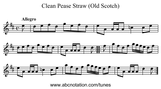 Clean Pease Straw (Old Scotch) - staff notation