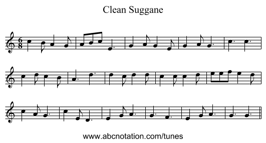 Clean Suggane - staff notation
